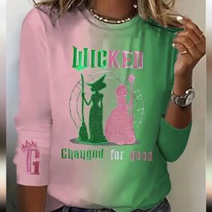 Wicked Pink & Green Ombre Long Sleeve Shirt
